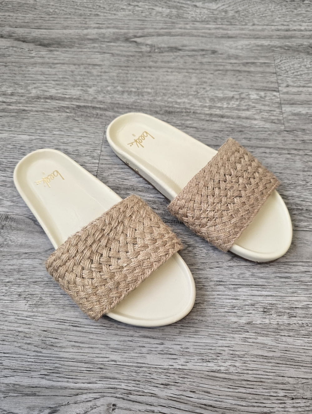 Beek Gallito Jute Slide Sandal in Nat Eggshell